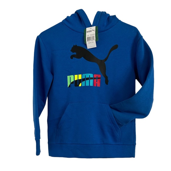 Puma Kids Blue Pullover Fleece  Hoodie Sweatshirt Size Medium 10-12‎ NWT - Picture 1 of 10